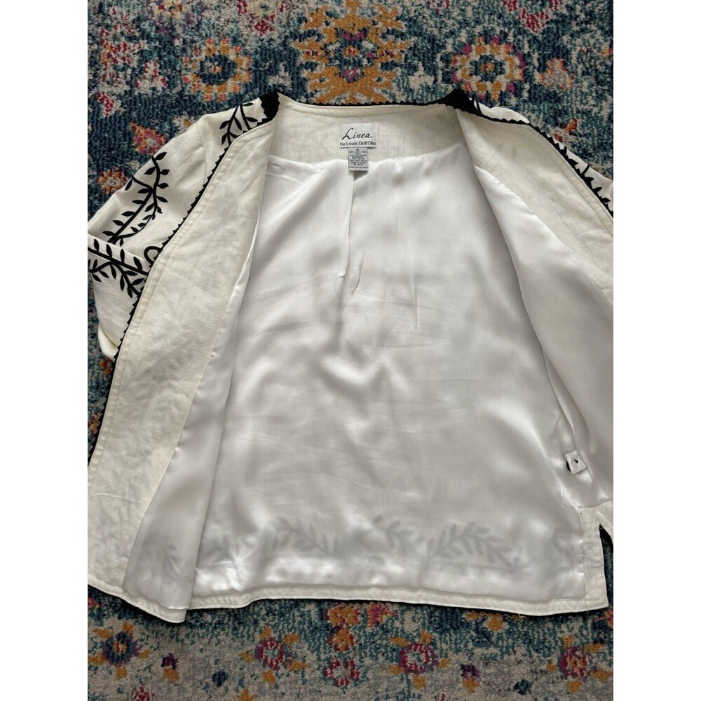 Linea by Louis Dell'Olio Linen Embroidered Jacket Women’s Size Medium - Picture 10 of 10
